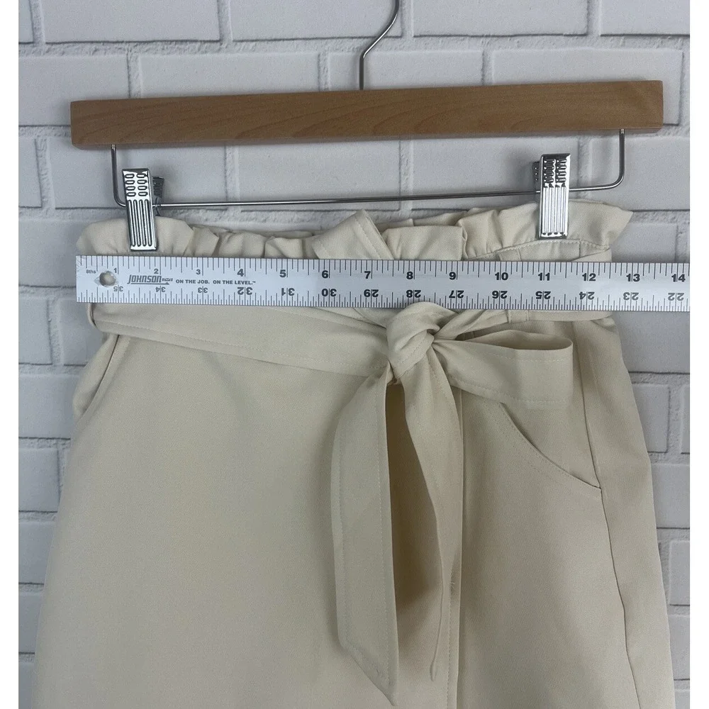 Skort‎ Skirt Shorts Womens Cream Paper Bag Dressy Beachy School Work Comfy